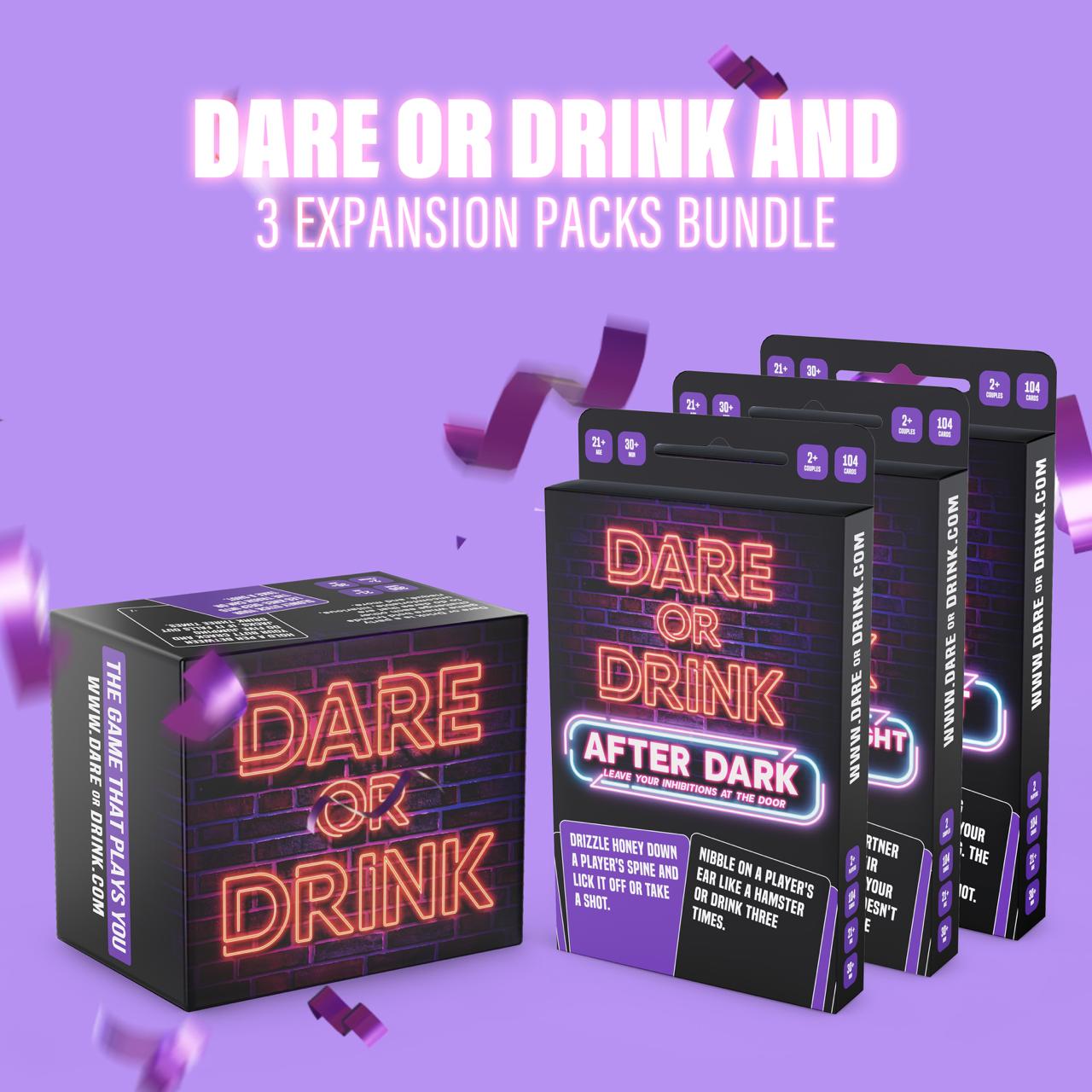 Dare or Drink + 3 Expansion Packs Bundle (Date Night, After Dark, Double Date Night)